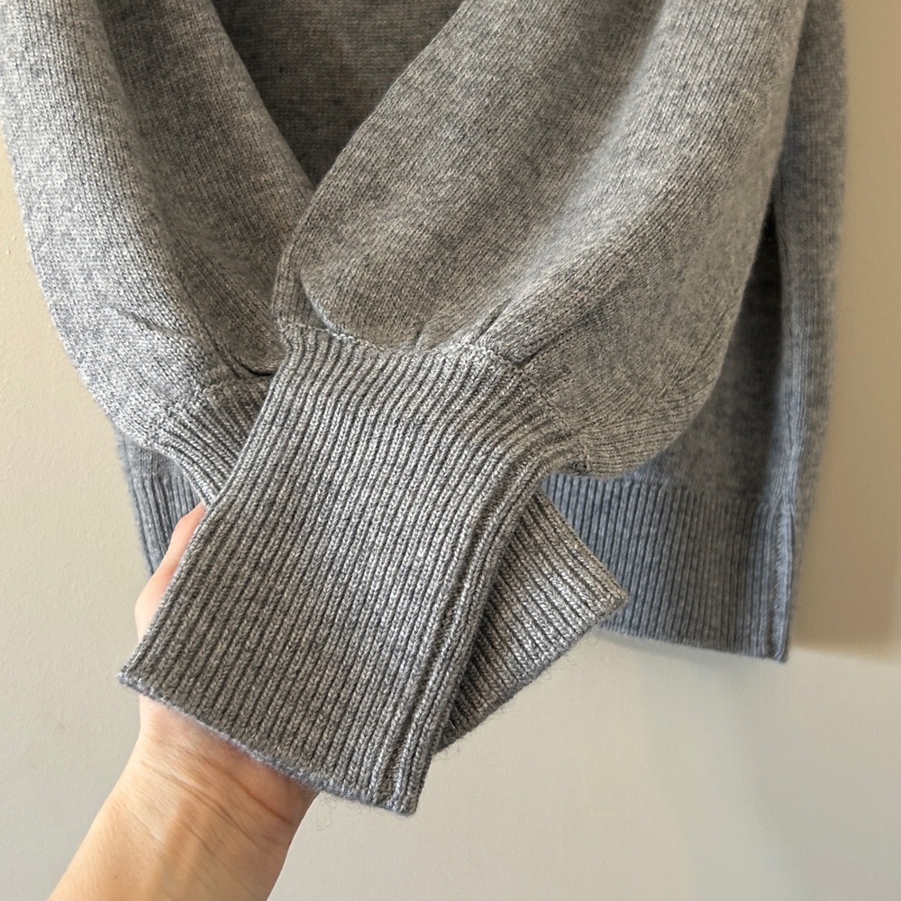 New Martha Stewart Wool Cashmere Large Sweater Bishop Ballon Sleeve Heather Gray - Picture 5 of 11